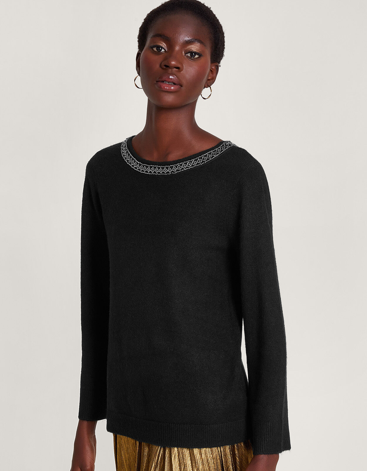 Black beaded jumper clearance