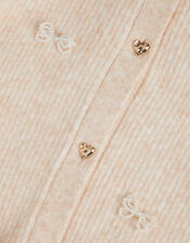 Pearl Bow Peplum Cardigan, Cream (CREAM), large