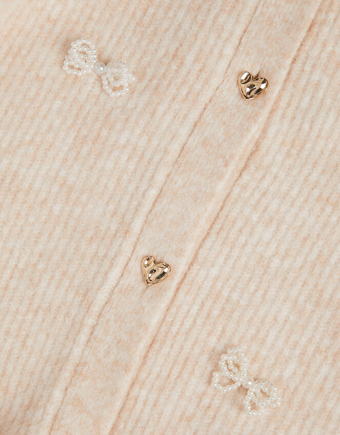 Pearl Bow Peplum Cardigan, Cream (CREAM), large