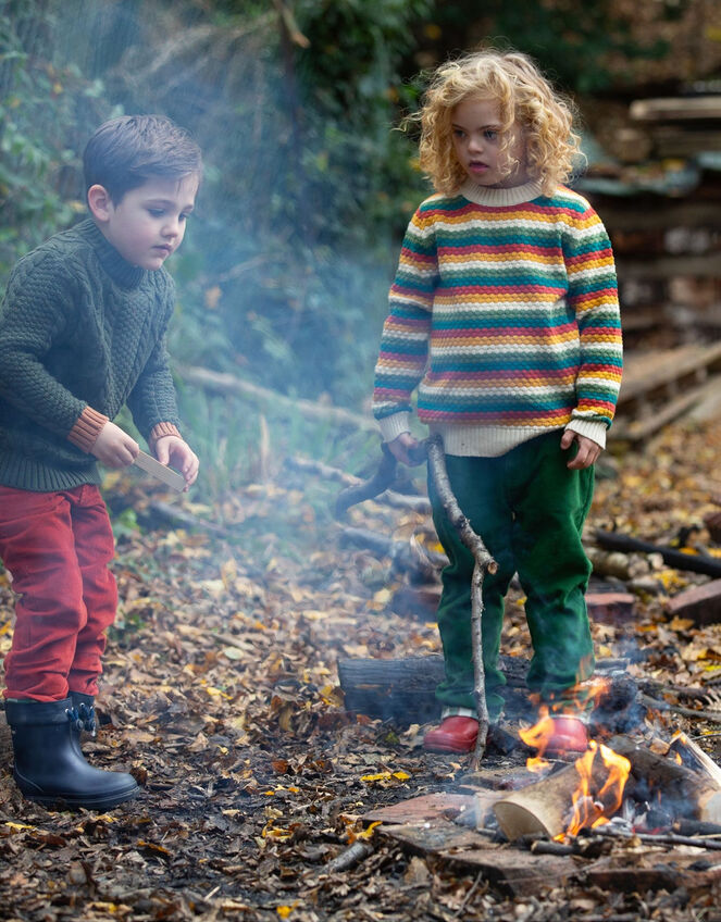 Little Green Radicals Rainbow Stripe Jumper, Multi (MULTI), large