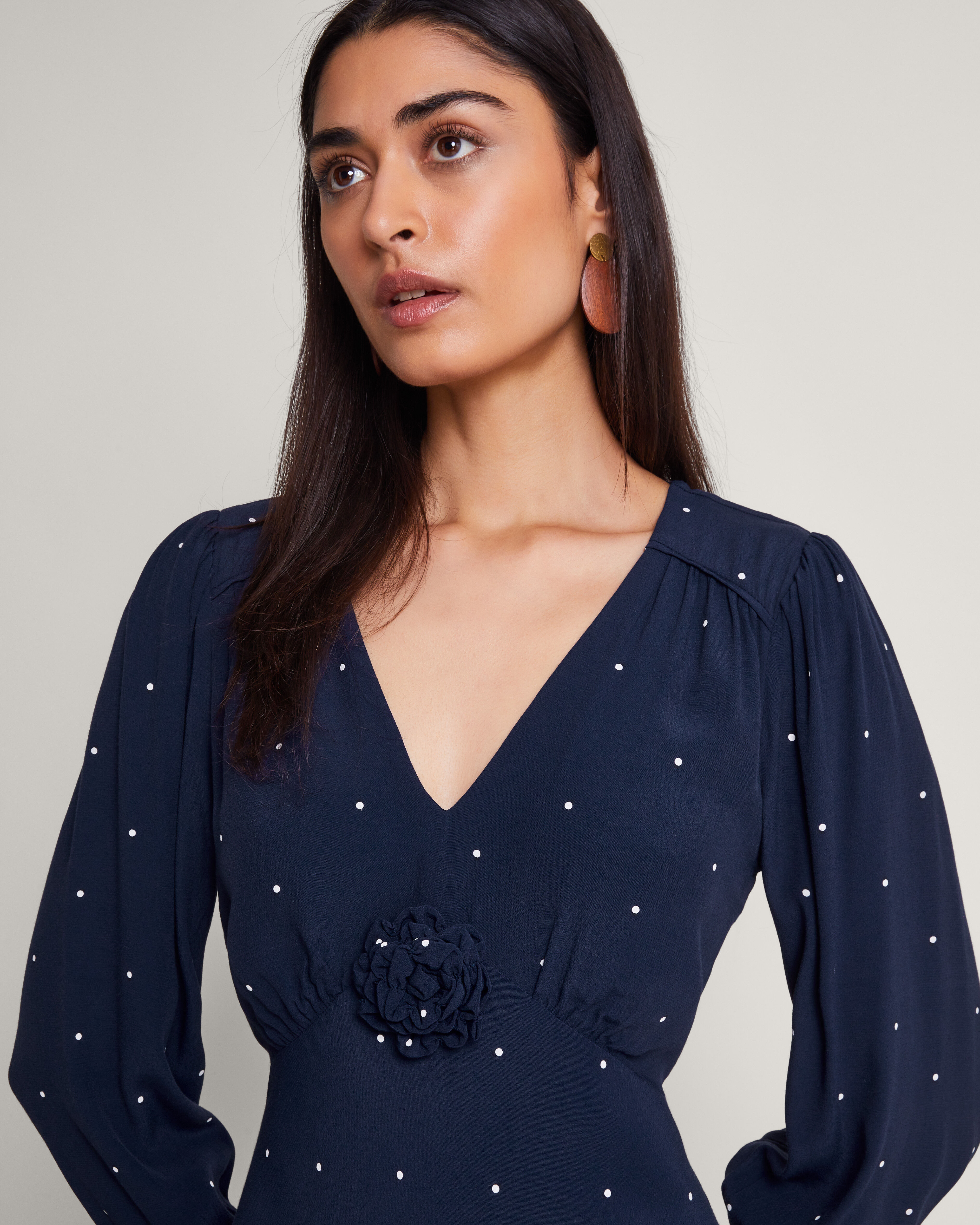 Monsoon blue spot dress top