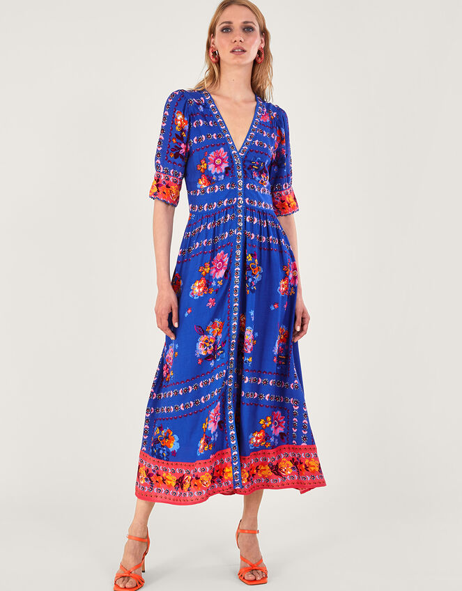 Scarf Print Dress in LENZING™ ECOVERO™, Blue (BLUE), large