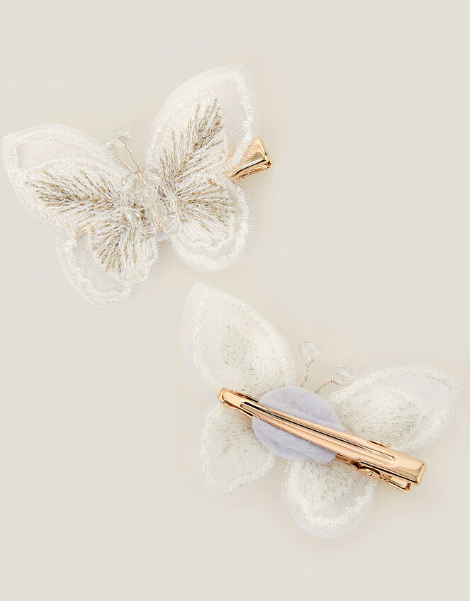 2-Pack Embroidered Butterfly Hair Clips, , large