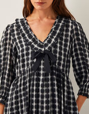 Violet Check Bow Maxi Dress, Black (BLACK), large