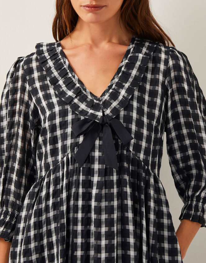 Violet Check Bow Maxi Dress, Black (BLACK), large