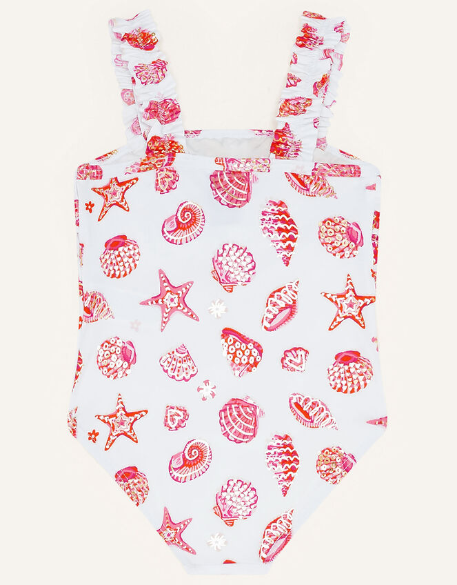 Baby Seashell Multi Ruffle Swimsuit, Orange (ORANGE), large