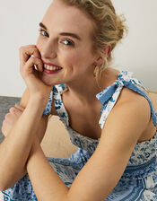 Strappy Floral Border Sundress in LENZING™ ECOVERO™, Blue (BLUE), large