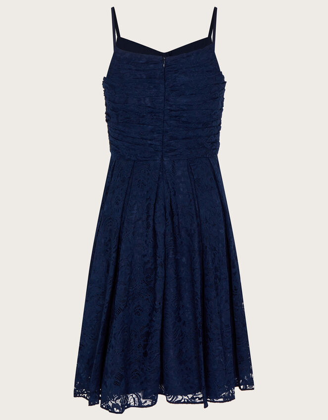 Maya Lace Strappy Short Prom Dress, Blue (NAVY), large