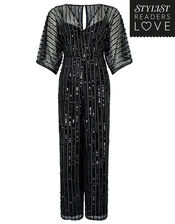 Lorelai Sequin Jumpsuit, Black (BLACK), large