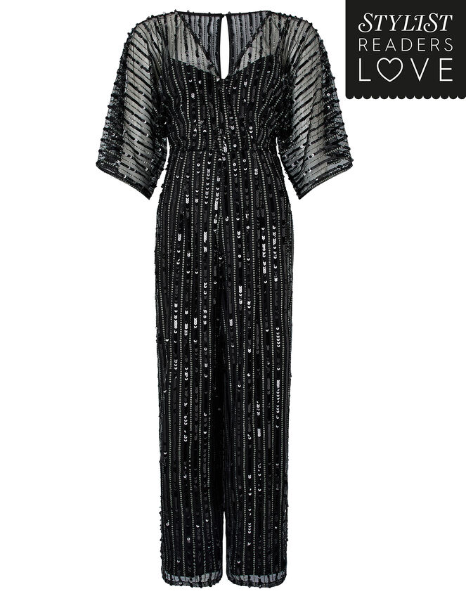 Lorelai Sequin Jumpsuit, Black (BLACK), large
