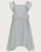 Land of Wonder Butterfly Wings Glitter Dress, Grey (GREY), large