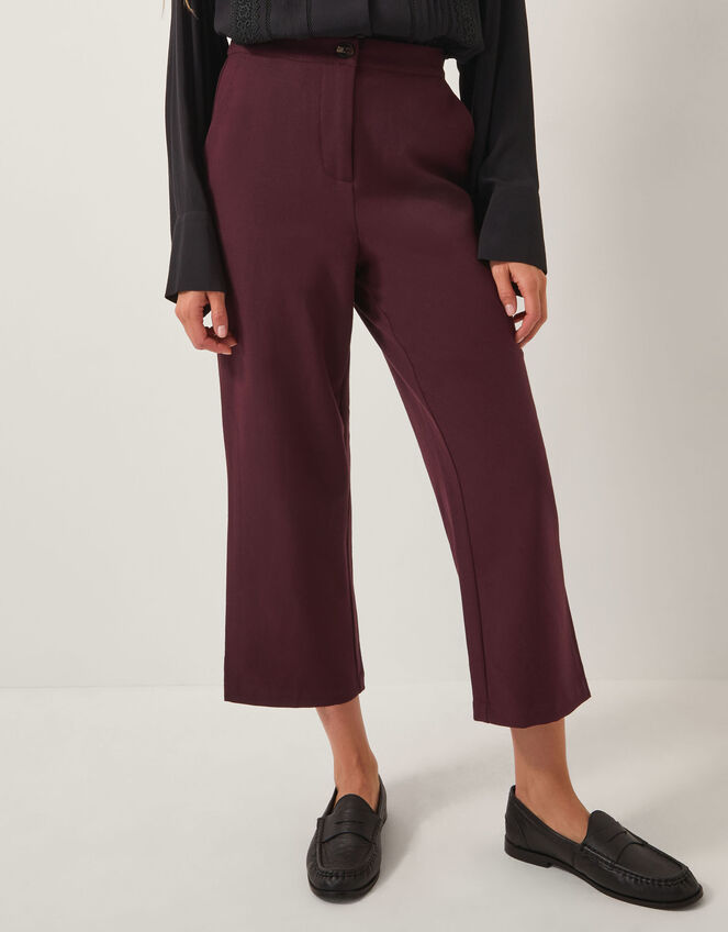 Julia Straight Crop Trousers, Purple (AUBERGINE), large