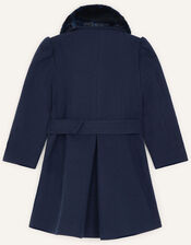 Buckle Belted Coat, Blue (NAVY), large