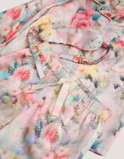 Floral Print Satin Long Pyjama & Eye Mask Set, Multi (MULTI), large