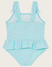 Baby Seersucker Swimsuit, Blue (AQUA), large