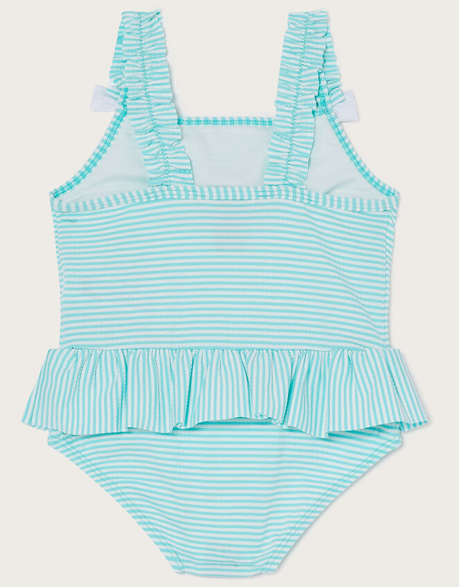 Baby Seersucker Swimsuit, Blue (AQUA), large