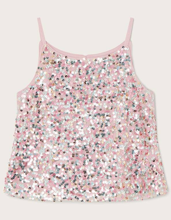 Truth Disco Sequin Strappy Top, Pink (PINK), large