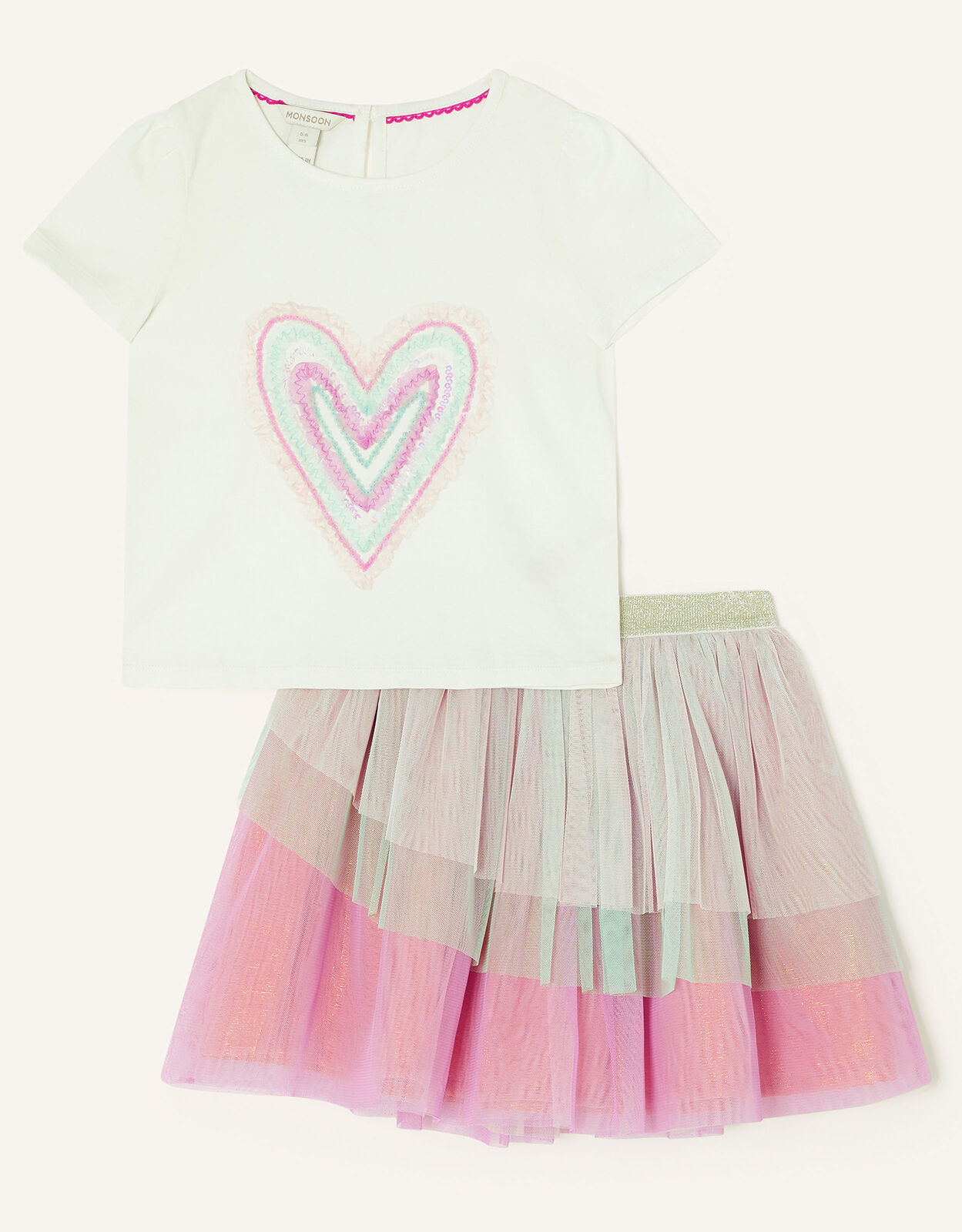 Heart Sequin Disco Top and Skirt Set 