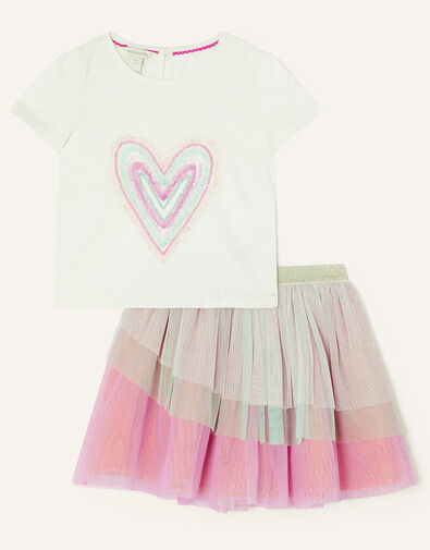 Heart Sequin Disco Top and Skirt Set Multi, Multi (MULTI), large