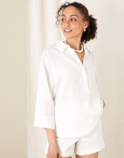 Plain Shirt in Pure Linen, White (WHITE), large