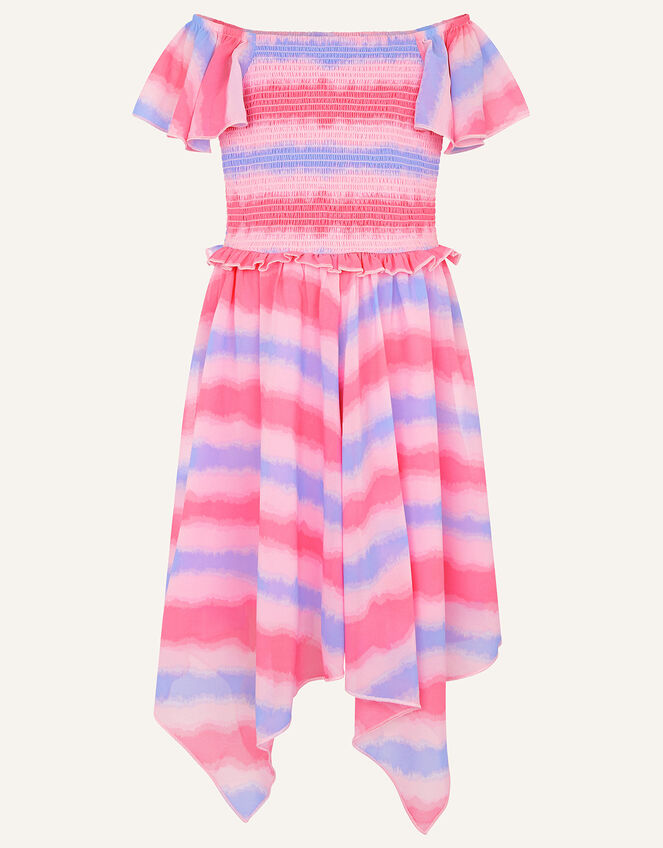 Tie-Dye Shirred Dress, Pink (PALE PINK), large