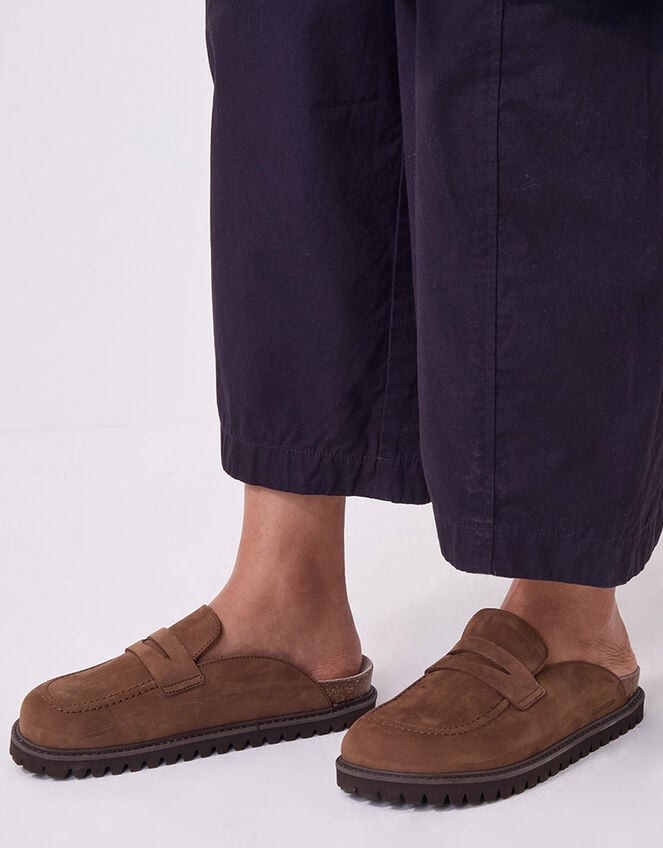 Genuins Nubuck Moccasin Clogs, Brown (BROWN), large