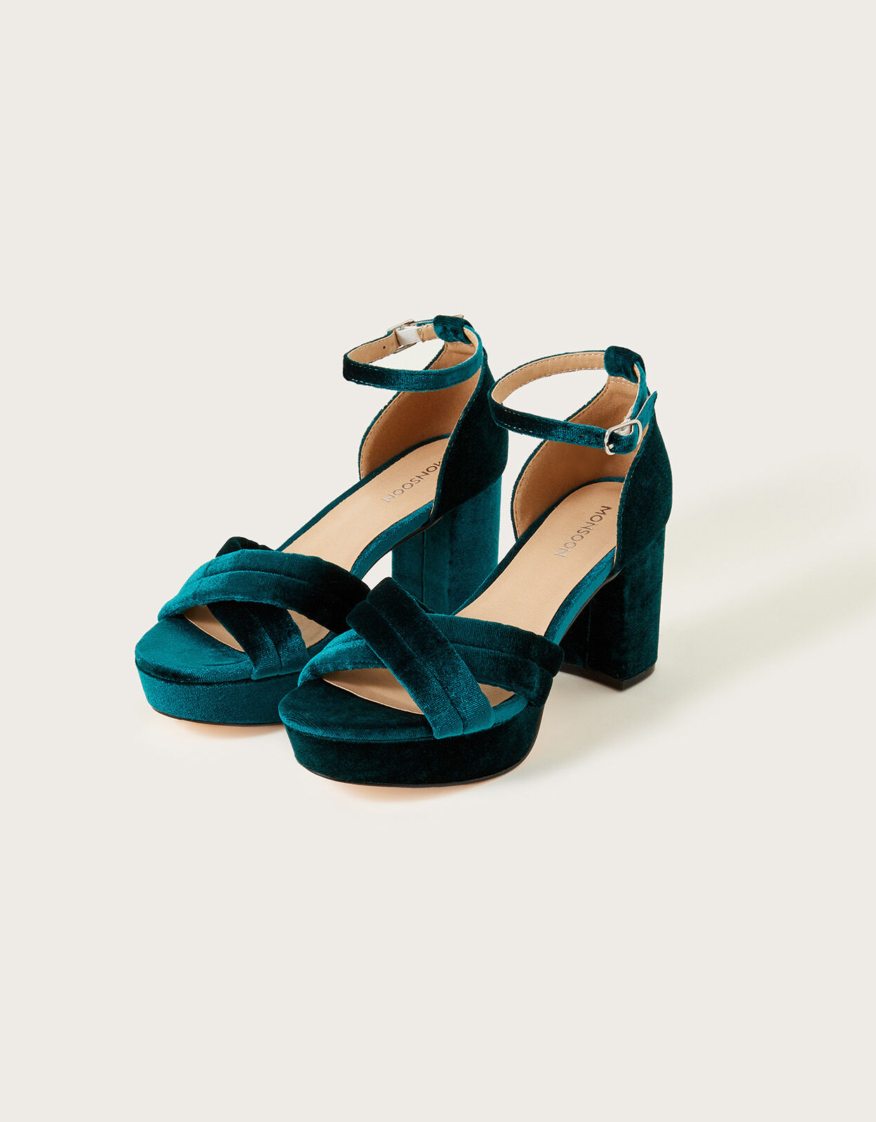 Teal velvet top shoes