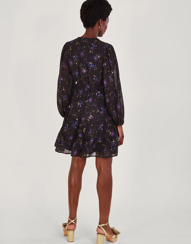 Felicia Printed Long Sleeve Mini Dress, Blue (MIDNIGHT), large