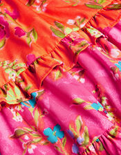 Baby Tiered Floral Dress in Recycled Polyester, Pink (PINK), large