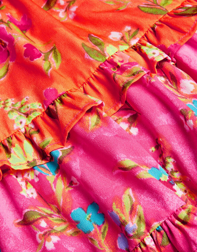 Baby Tiered Floral Dress in Recycled Polyester, Pink (PINK), large