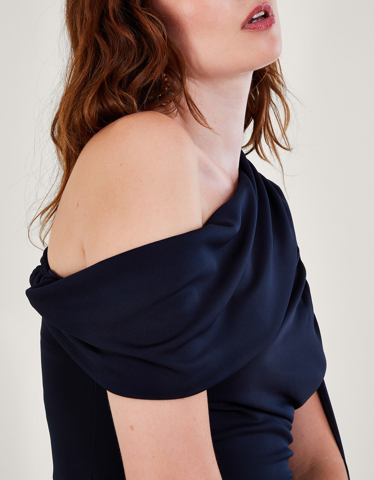 Navy drape dress online
