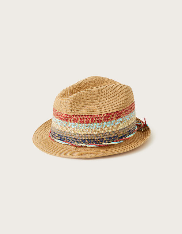 Colourblock Trilby Hat, Natural (NATURAL), large
