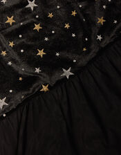 Star Velvet Ruffle Hem Dress, Black (BLACK), large