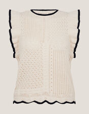 Ray Ruffle Knitted Tank Top, Ivory (IVORY), large