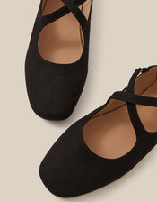 Dana Faux Suede Mary Jane Ballet Flats, Black (BLACK), large