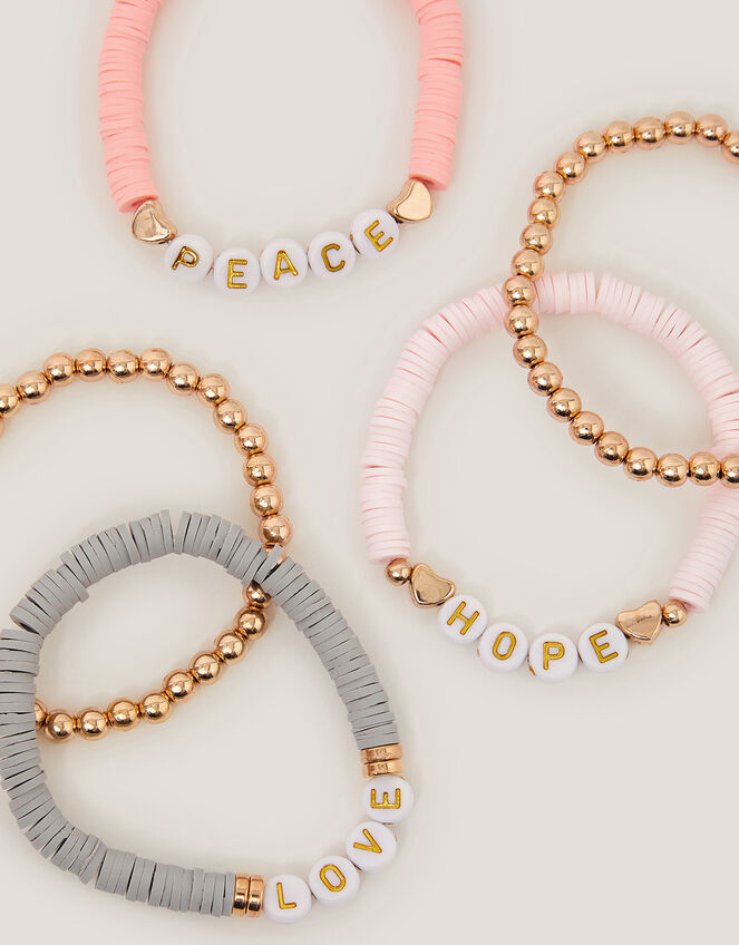5-Pack Positivity Beaded Friendship Bracelets, , large
