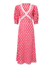 India & Mills Harriet Floral Midi Dress, Red (RED), large