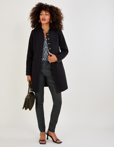 Myleen Military Longline Coat, Black (BLACK), large