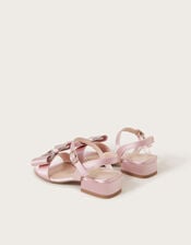 Diamante Bow Satin Heels, Pink (PINK), large