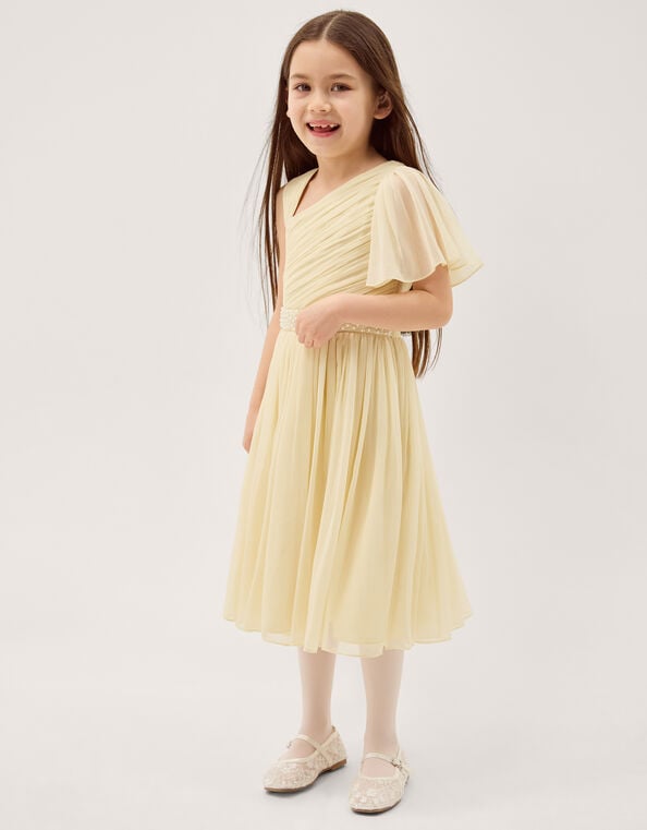 Amalthea Asymmetrical Embellished Party Dress, Yellow (LEMON), large