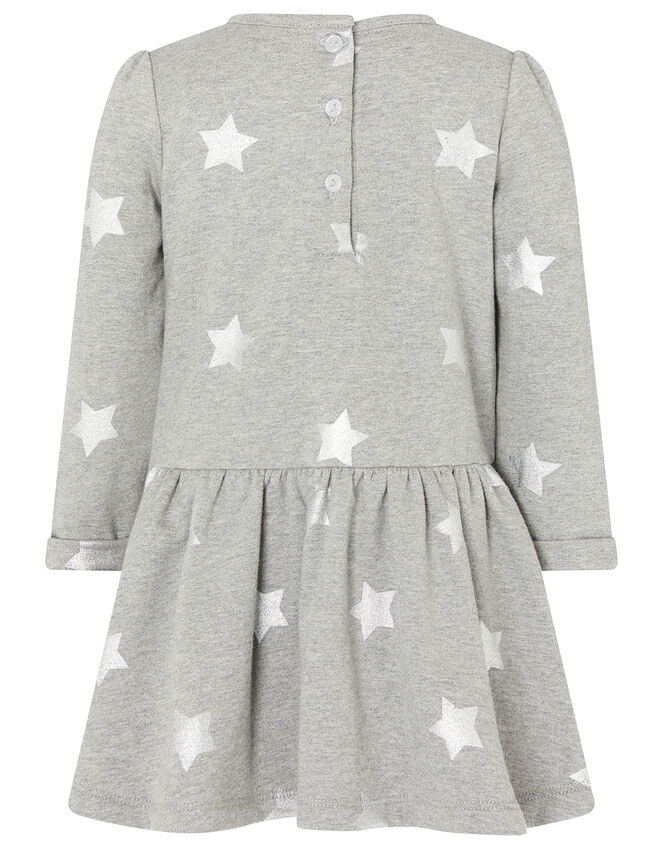 Baby Unicorn Sweat Dress in Pure Cotton, Grey (GREY), large