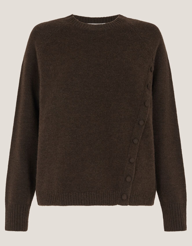 Bray Asymmetrical Button Jumper, Brown (CHOCOLATE), large