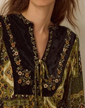 Laoise Floral Patchwork Top, Green (KHAKI), large