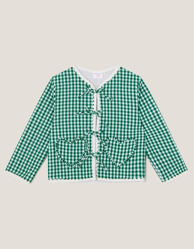 Gingham Tie Jacket , Green (GREEN), large