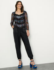 Karen Embellished Long Sleeve Blouse, Black (BLACK), large