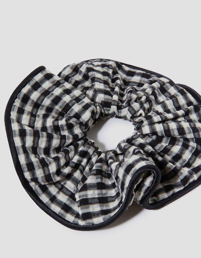 Oversized Gingham Hair Scrunchie, , large