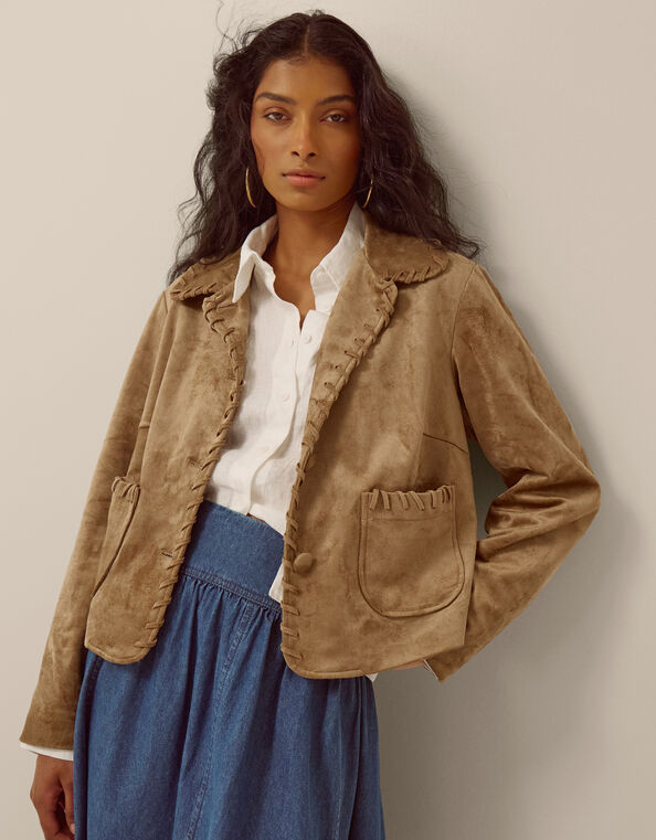 Sofia Faux Suede Jacket, Ivory (BLONDE), large