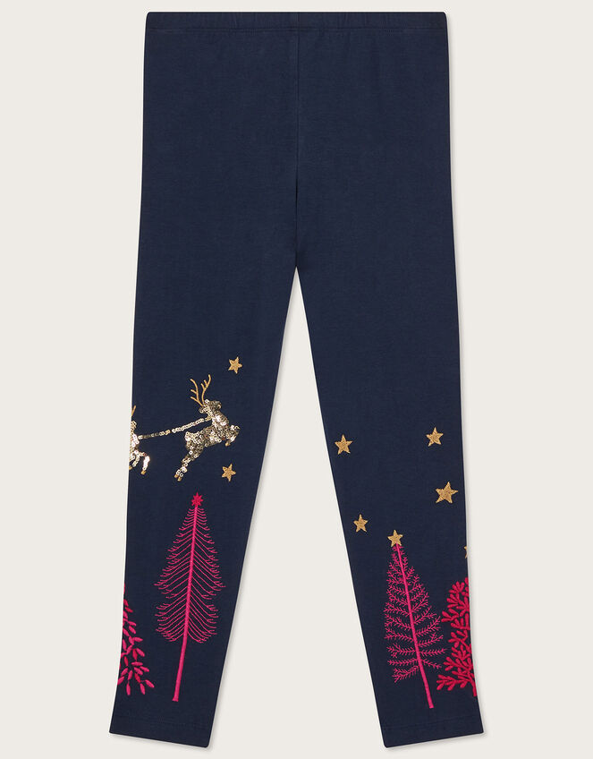 Christmas Sleigh Leggings, Blue (NAVY), large
