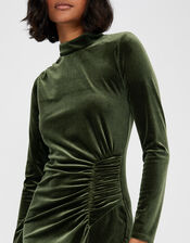 Caitlyn Velvet Long Sleeve Dress, Green (GREEN), large