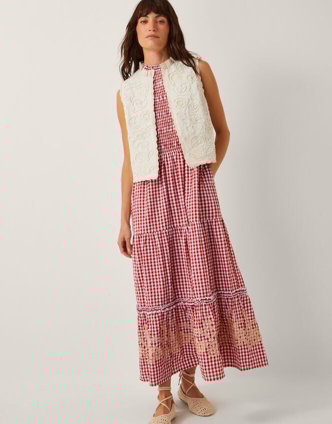 Mali Floral Embroidered Waistcoat, White (WHITE), large